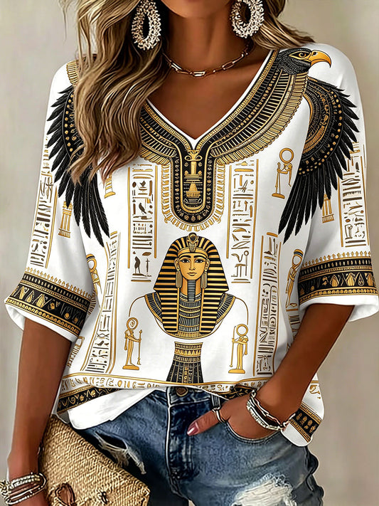 Egyptische T-shirts met V-hals voor dames