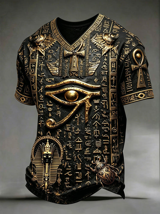 Oud Egyptisch oog van Horus V-hals T-shirts voor heren