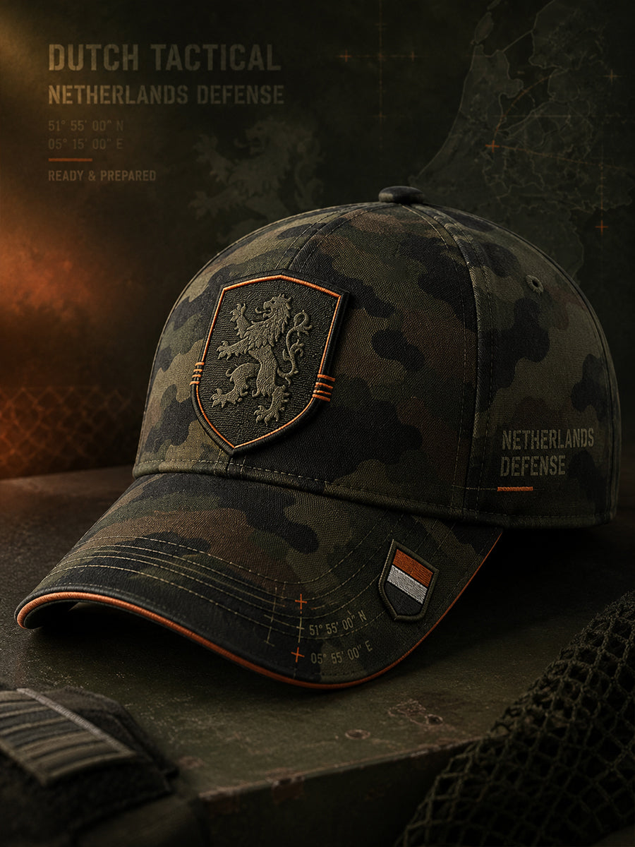 Herenpet met militair camouflageprint