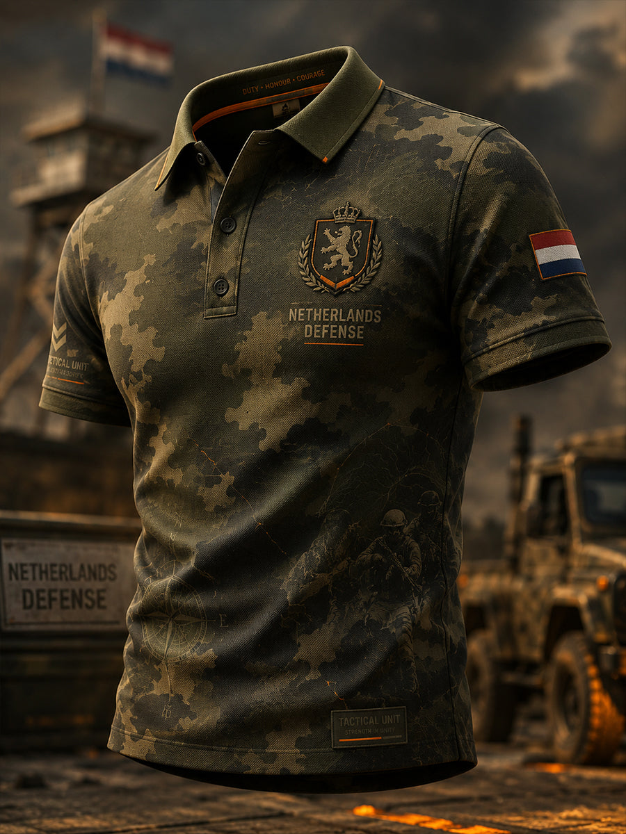 Poloshirt met korte mouwen voor heren en militaire camouflageprint