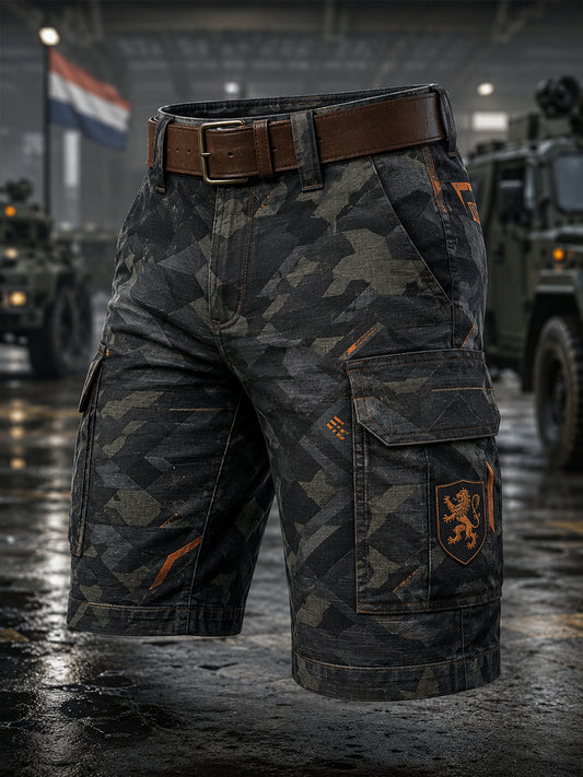 Gecropde cargobroek voor heren met militair camouflageprint