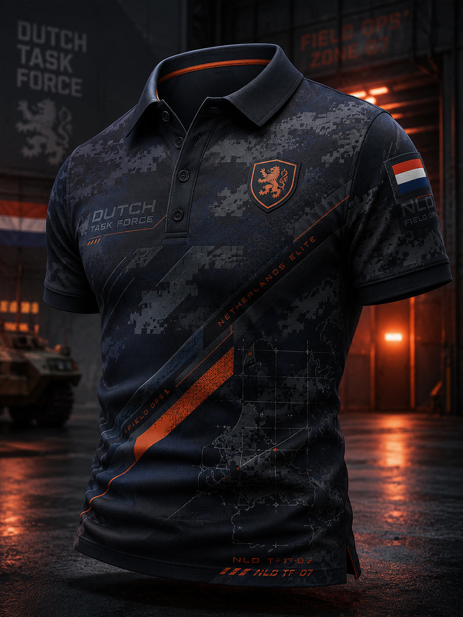 Herenpoloshirt met korte mouwen en militair camouflagetekstiel