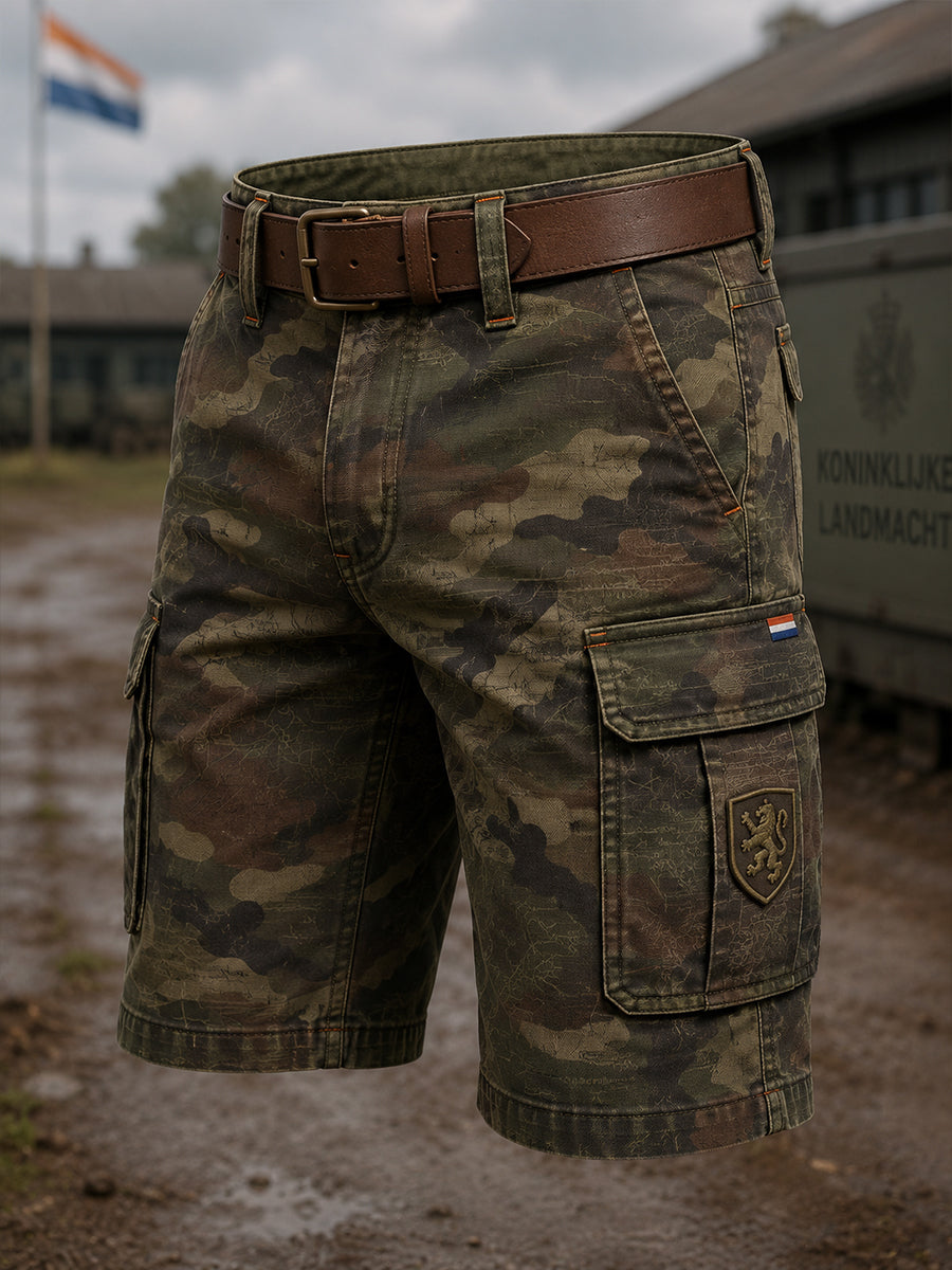 Gecropde cargobroek voor heren met militair camouflageprint