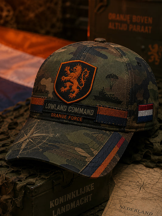 Herenpet met militair camouflageprint