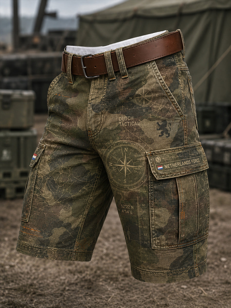 Gecropde cargobroek voor heren met militair camouflageprint