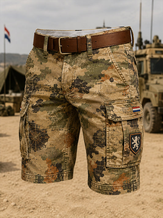 Gecropde cargobroek voor heren met militair camouflageprint