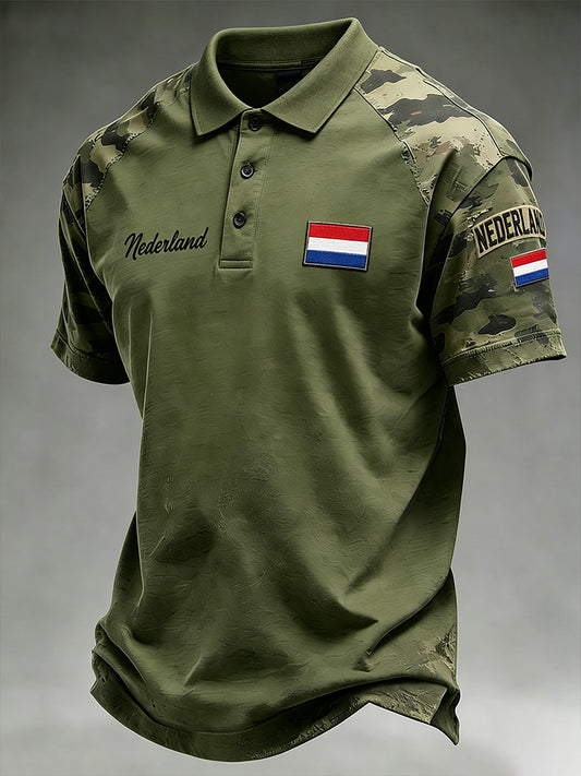 Gesneden cargobroek voor heren met vintage militaire print