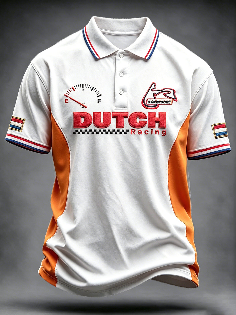 2026 Nederlandse racing patchwork opdruk casual poloshirt voor heren