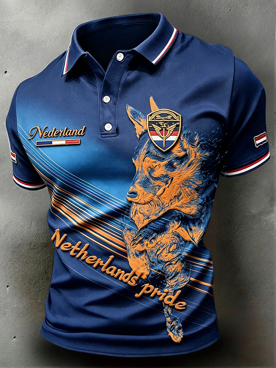 'Dutch Pride' heren gepensioneerd werkhond opdruk casual poloshirt