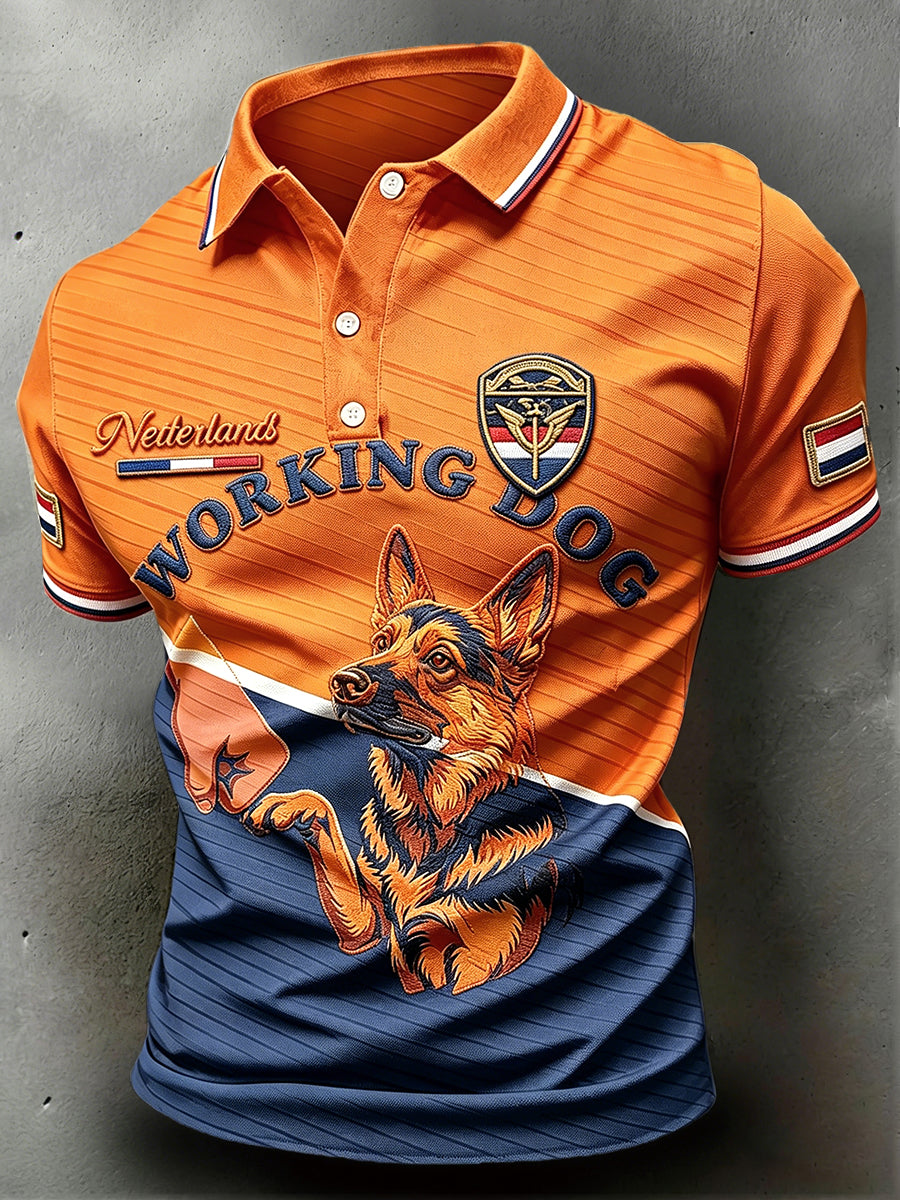Nederlandse gepensioneerde werkhond opdruk casual poloshirt