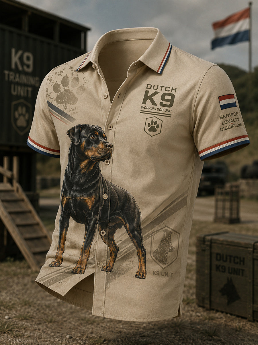 Herenoverhemd in retro vakantiestijl, zakelijk en casual, met korte mouwen