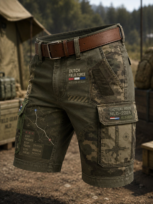 Gecropde cargobroek voor heren met militair camouflageprint