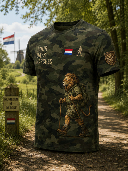 Heren-T-shirt met korte mouwen en camouflageprint in militaire stijl
