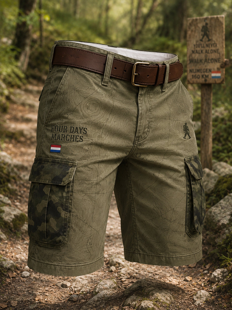 Gecroppede cargobroek voor heren met camouflageprint in militaire stijl