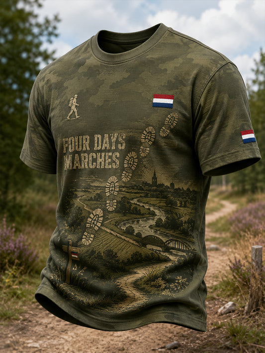 Heren-T-shirt met korte mouwen en camouflageprint in militaire stijl