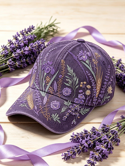 Dames paarse plant bloemenpatroon unisex hoed