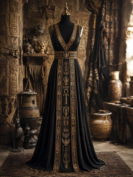 Dames Egypte-kunst maxi-jurk