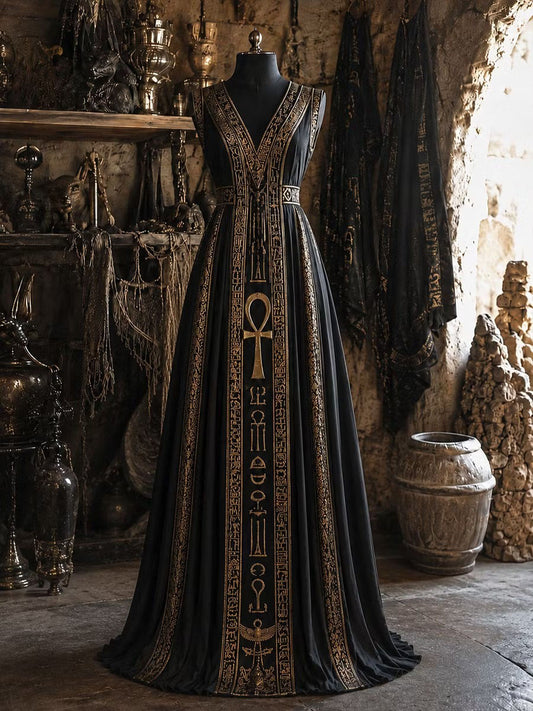 Dames Egypte-kunst maxi-jurk