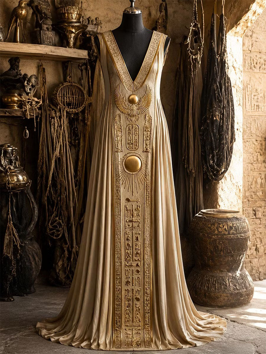 Dames Egypte-kunst maxi-jurk