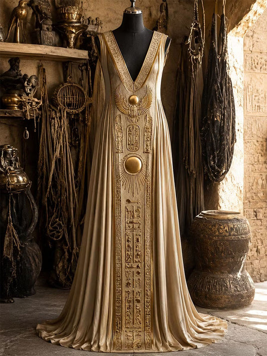 Dames Egypte-kunst maxi-jurk