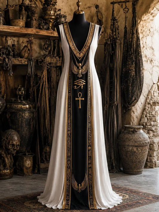 Dames Egypte-kunst maxi-jurk