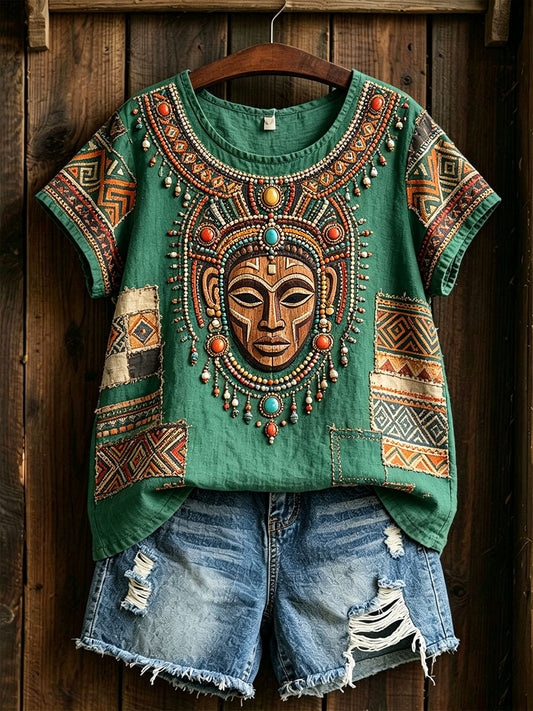 Dames Afrikaanse kunst katoenen linnen shirt