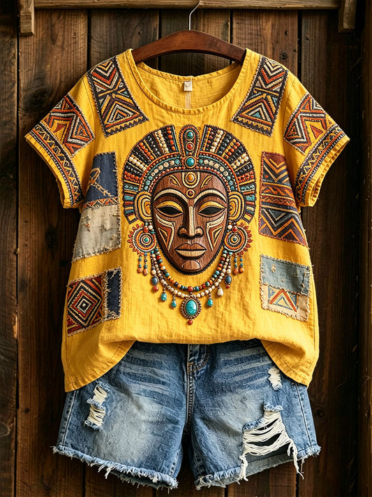 Afrikaans katoenen linnen shirt voor dames