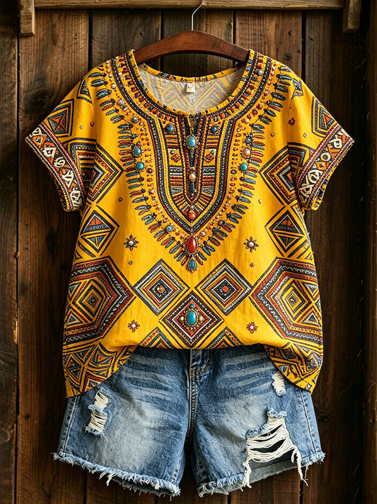 Afrikaans katoenen linnen shirt voor dames