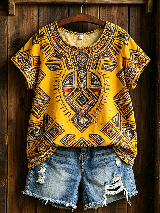 Afrikaans katoenen linnen shirt voor dames