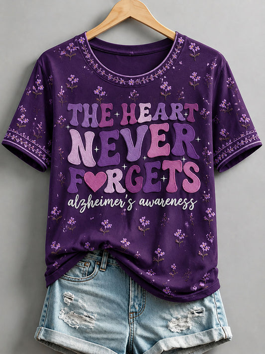 Vrouwen "Het hart vergeet nooit" Thema van Alzheimer T-shirt