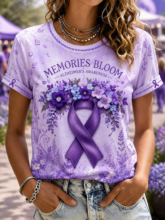 Bewustwording van de ziekte van Alzheimer voor vrouwen T-shirt met korte mouwen