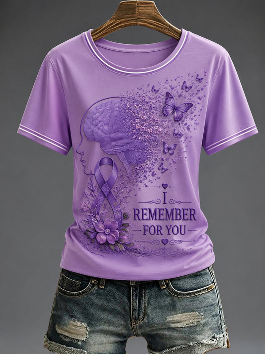 Paars dames-T-shirt met flora-afbeelding