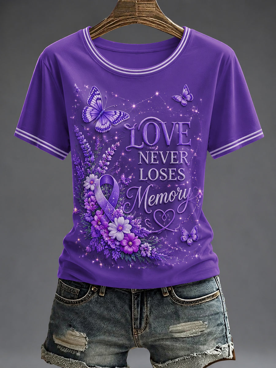 Paars dames-T-shirt met flora-afbeelding