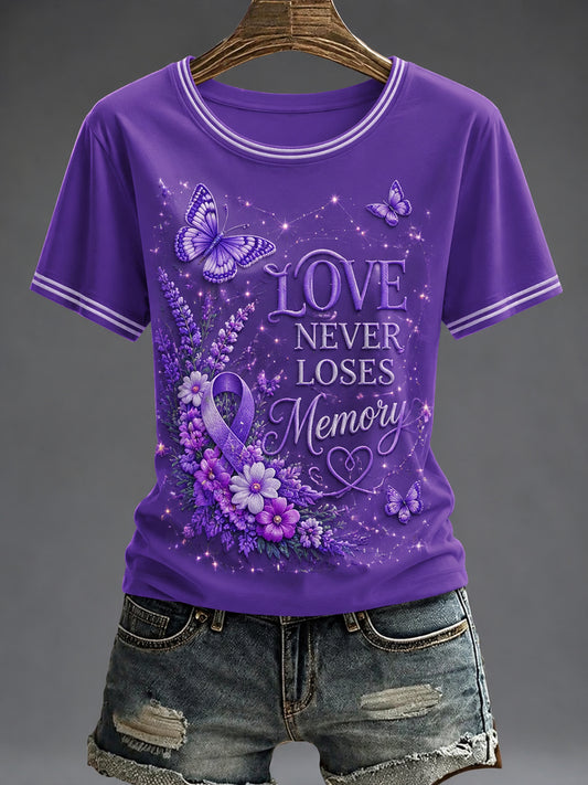 Paars dames-T-shirt met flora-afbeelding