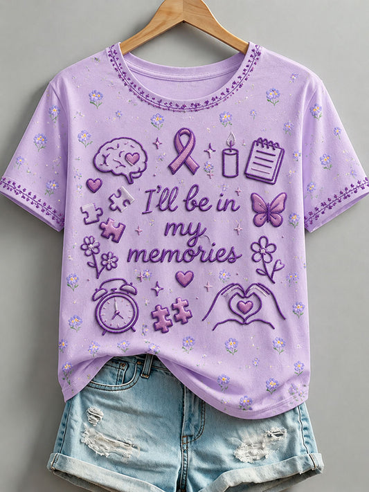Vrouwen "I'll Be In My Memories" Alzheimer's Theme T-shirt