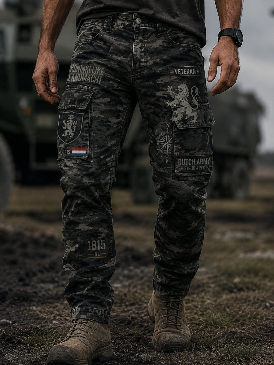 Lange vrachtbroek voor heren met militaire camouflageprint