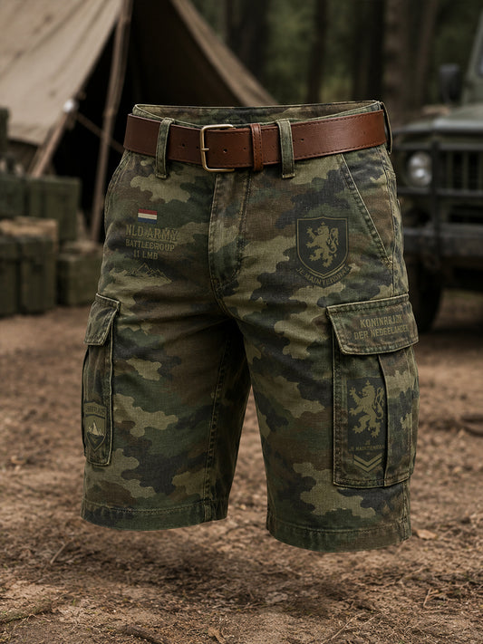 Gecropde cargobroek voor heren met militair camouflageprint