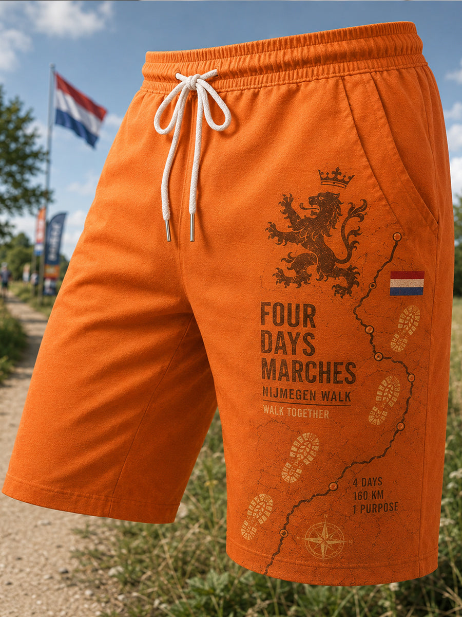 Korte broek met grafische print voor het Vierdaagsefeest voor mannen