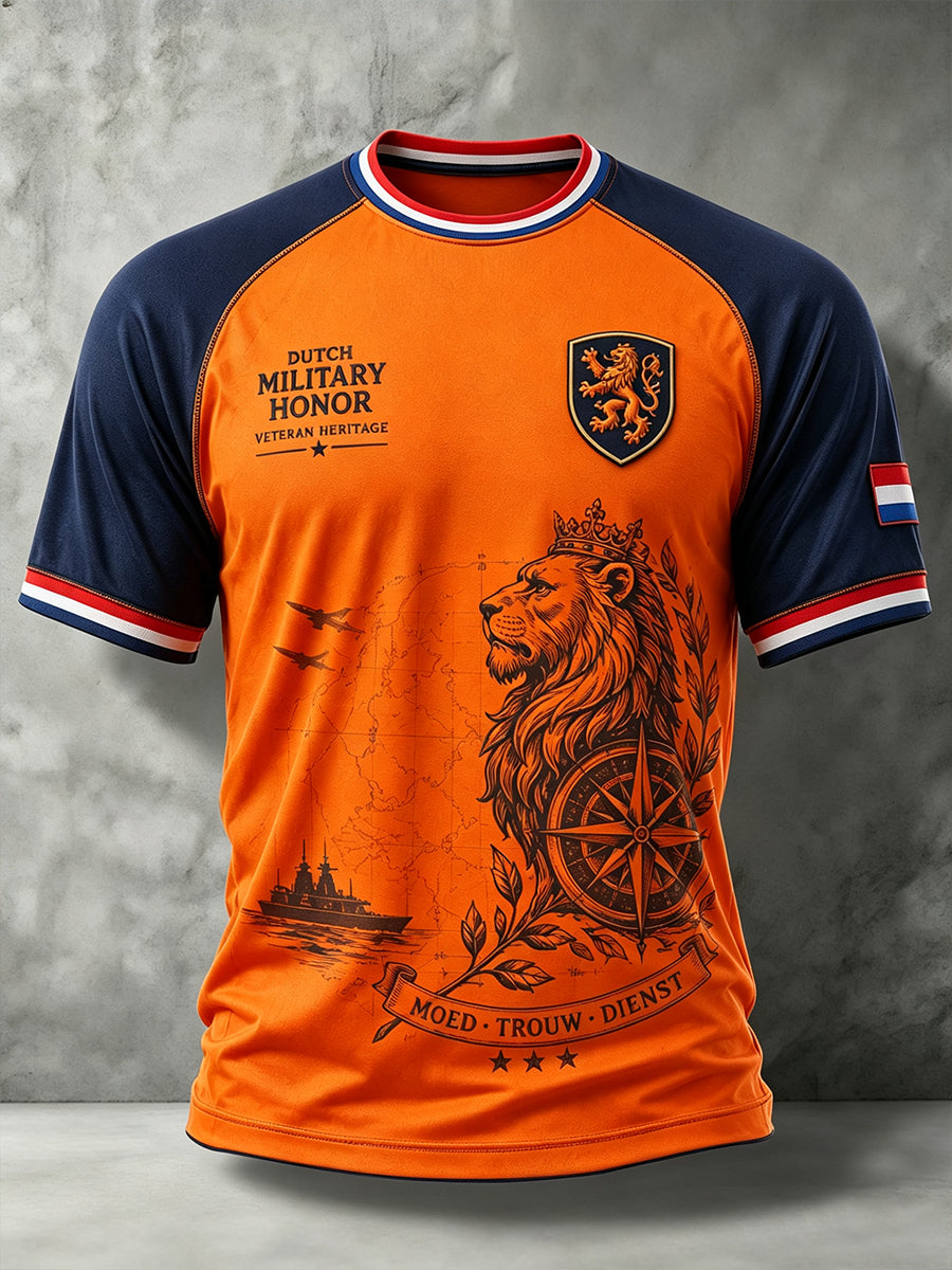 Heren Raglan T-shirt met korte mouwen en militaire camouflageprint