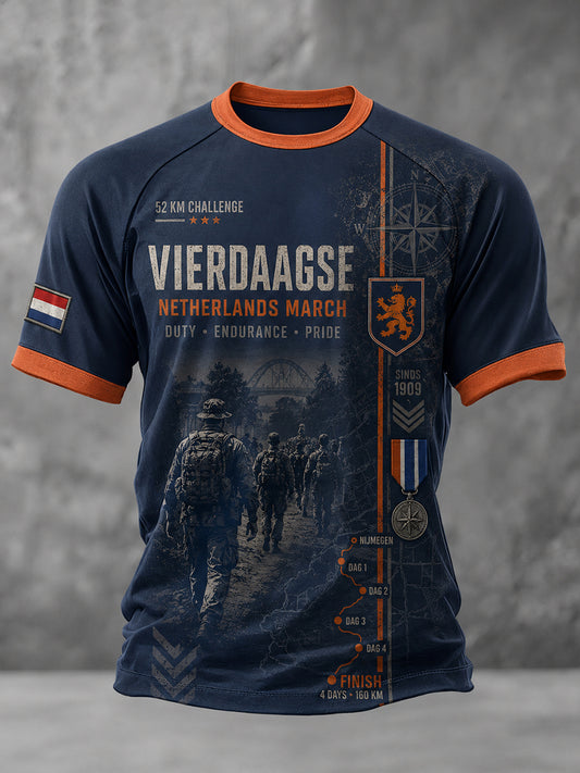 Heren T-shirt met korte mouwen met Grafische thema "Four-Day March"