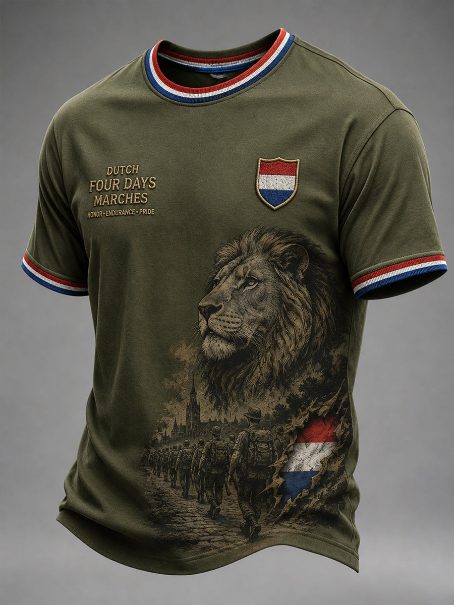 Heren-T-shirt met korte mouwen en grafische print met vierdaagse-thema