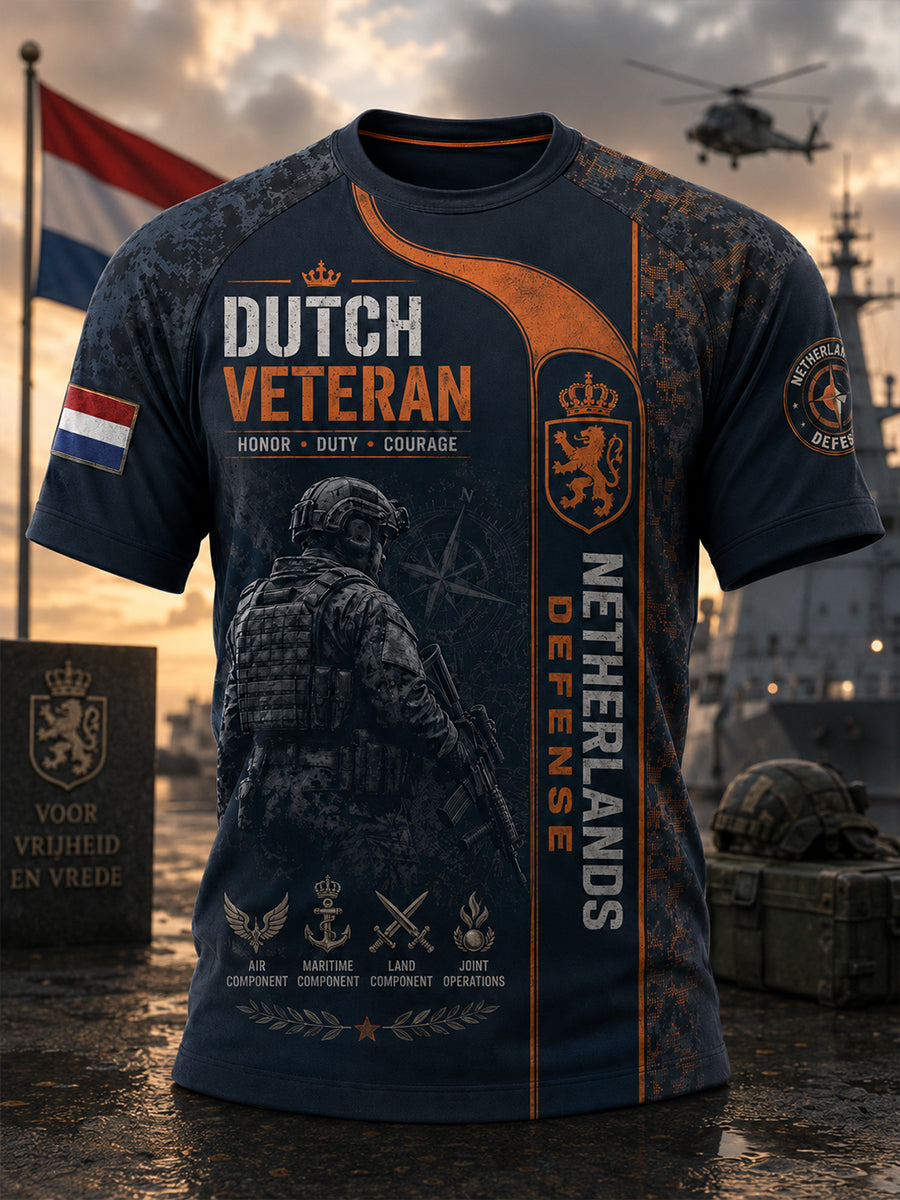 Heren-T-shirt met korte mouwen en raglanmouwen, voorzien van een militair camouflagetekstil