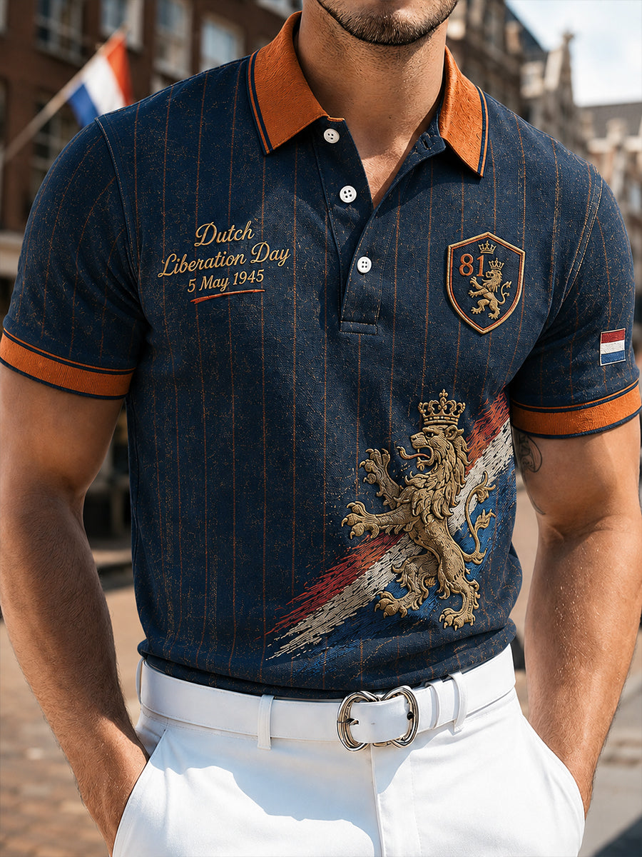 Herdenkingspoloshirt met grafische print en korte mouwen voor de Dag van de Mannenemancipatie