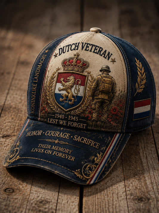 Herenhathoed in vintagestijl met militair geïnspireerde print
