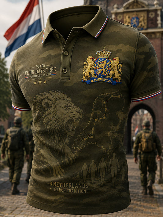 Herenpoloshirt met korte mouwen en grafische print van het Vierdaagsefeest