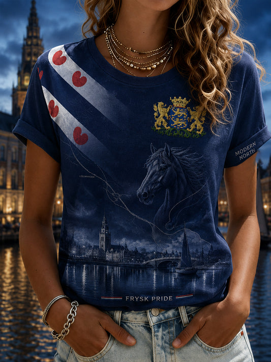 Dames T-shirt met korte mouwen en City Souvenir grafische print