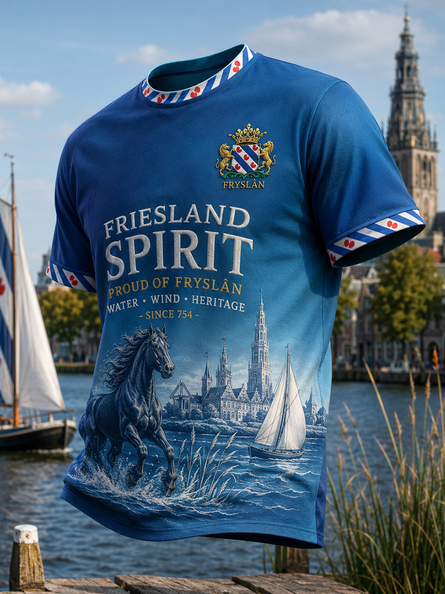 Heren-T-shirt met korte mouwen en stedelijke herdenkingsprint