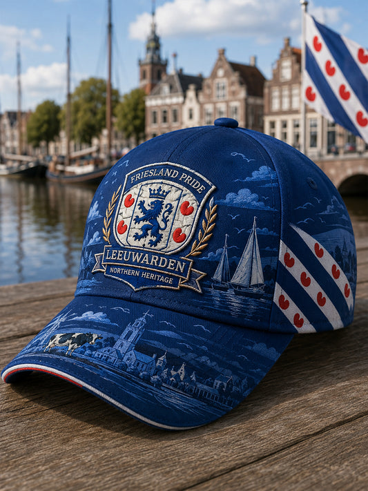 Hoed met stadsherdenking grafische afdruk