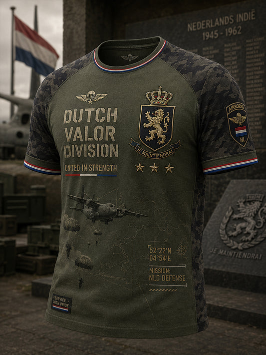 Heren-T-shirt met korte mouwen en camouflage- en militaire prints