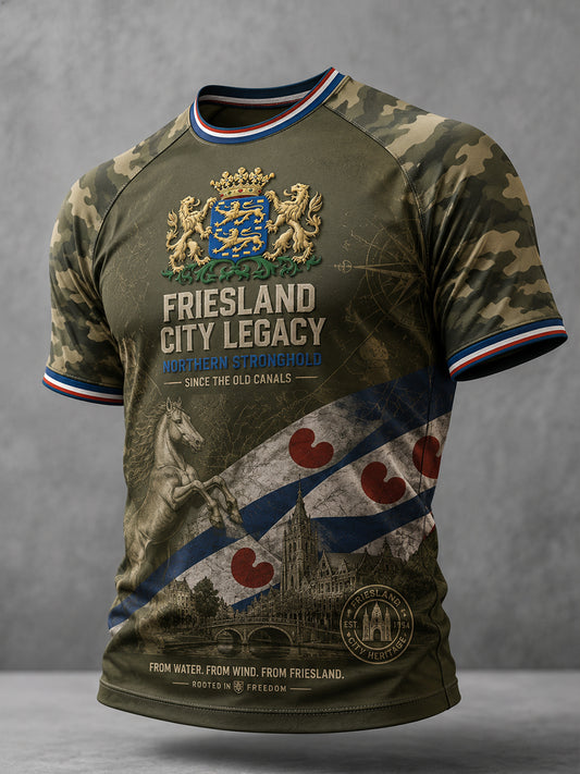 Heren korte mouw Raglan T-shirt met stedelijke herdenking grafische print